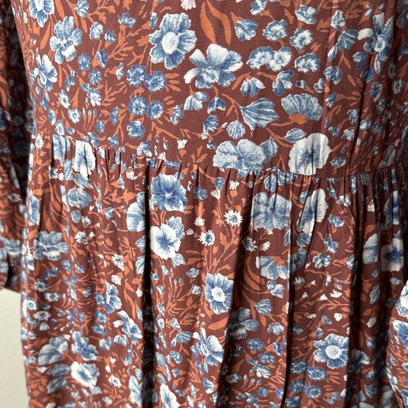 Madewell Rust Floral V-Neck Maxi Dress with Blue Flowers - Picture 10 of 11